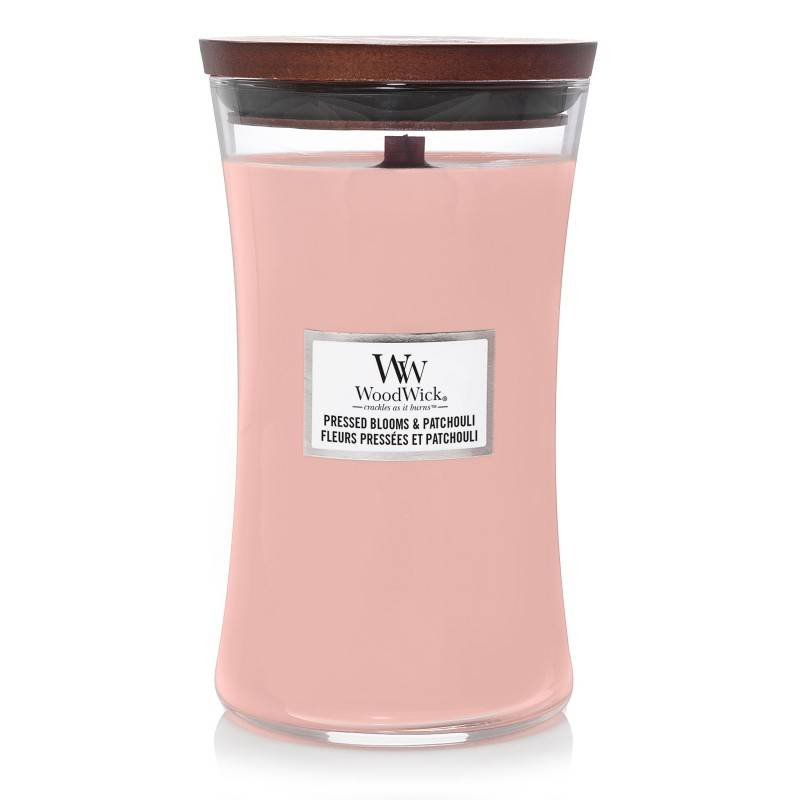 WoodWick Pressed Blooms & Patchouli duża świeca zapachowa skwierczący knot 610g