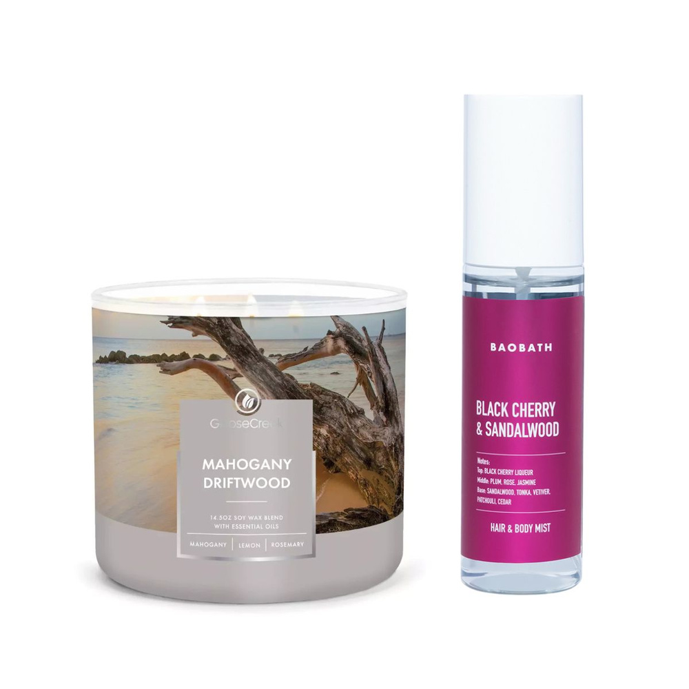 Zapachowy duet Mahogany Driftwood & Black Cherry Sandalwood
