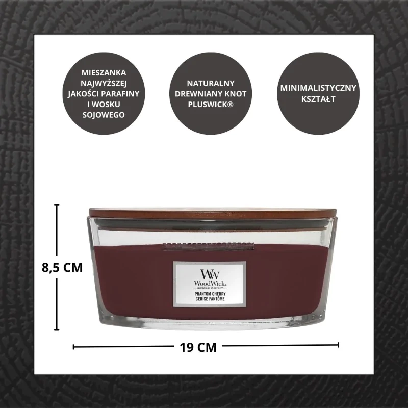 WoodWick Phantom Cherry HearthWick świeca zapachowa skwierczący knot 454g
