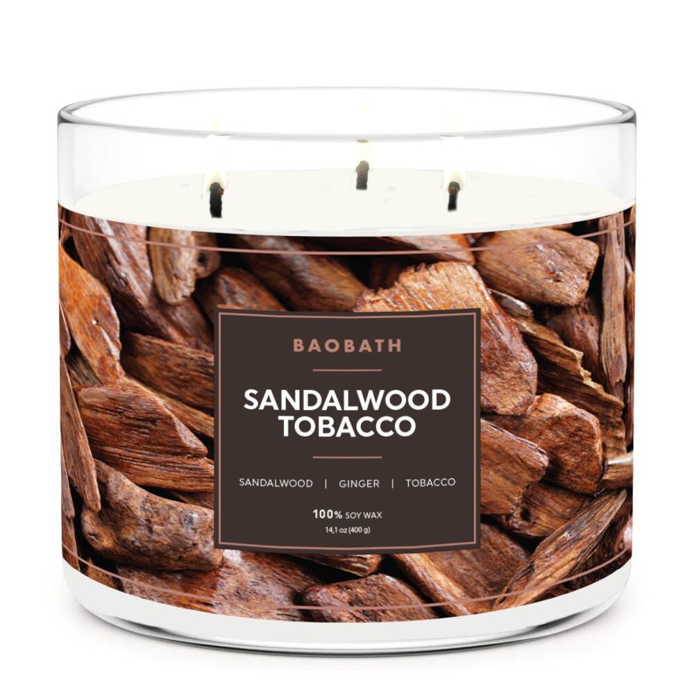 BaoBath świeca sojowa 3 knoty Sandalwood Tobacco