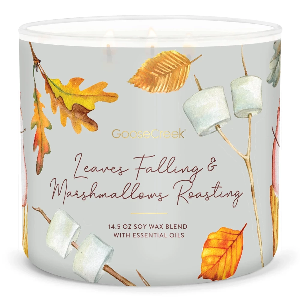 Goose Creek świeca sojowa 3 knoty Leaves Falling & Marshmallow Roasting